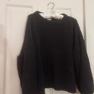 Cozy Navy Blue Knit Sweater (with patchwork)